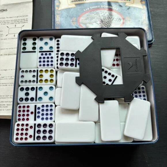 Cardinal Double Fifteen 136 Jumbo Color Dominoes in a collector's tin RARE 1998 - Picture 3 of 4